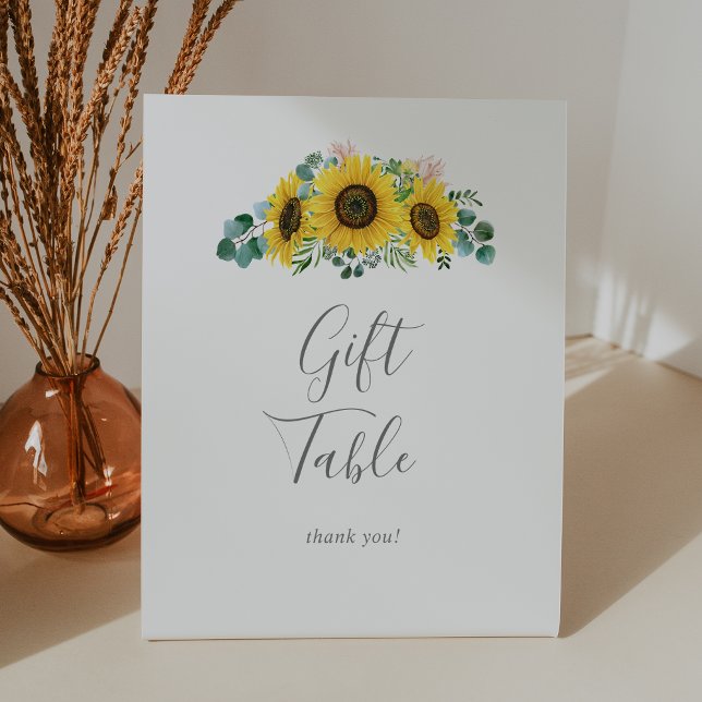 Rustic Sunflower Eucalyptus Gift Table Pedestal Sign (Creator Uploaded)