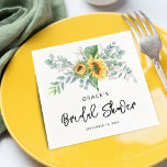 Rustic Sunflower Eucalyptus Greenery Bridal Shower Napkin<br><div class="desc">This fun bridal shower paper napkin features rustic sunflower and eucalyptus greenery. Your guest will love these paper napkin to match other bridal shower ideas.</div>