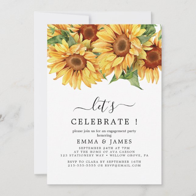 Rustic Sunflower Eucalyptus  Invitation (Front)
