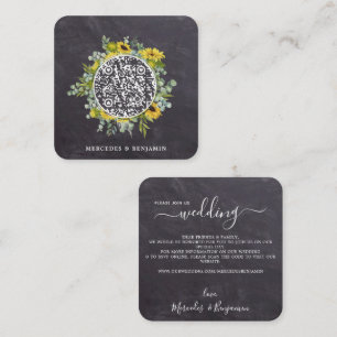 Rustic Sunflower Eucalyptus QR Code Wedding Invite