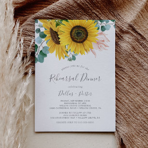 Rustic Sunflower Eucalyptus Rehearsal Dinner Invitation