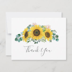 Rustic Sunflower Eucalyptus Thank You Card