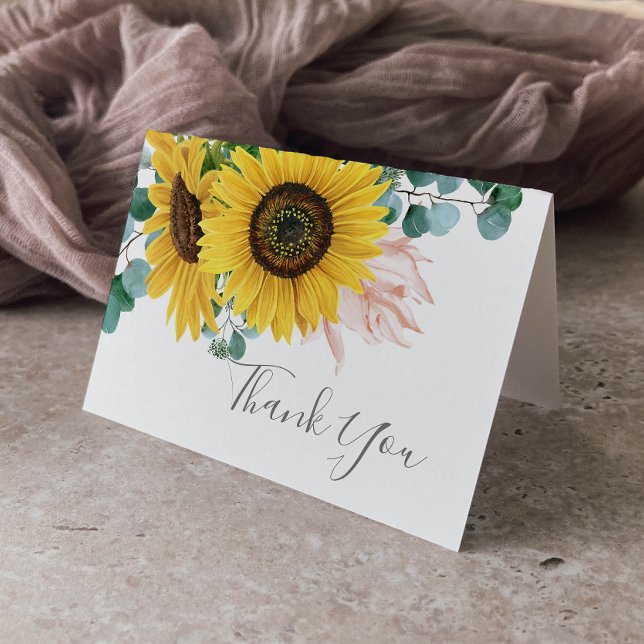 Rustic Sunflower Eucalyptus Thank You Card (Creator Uploaded)