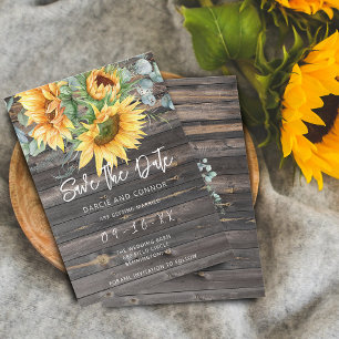 Rustic Sunflower Eucalyptus Watercolor Save The Date