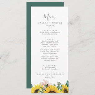 Rustic Sunflower Eucalyptus Wedding Dinner Menu