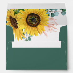 Rustic Sunflower Eucalyptus Wedding Invitation Envelope
