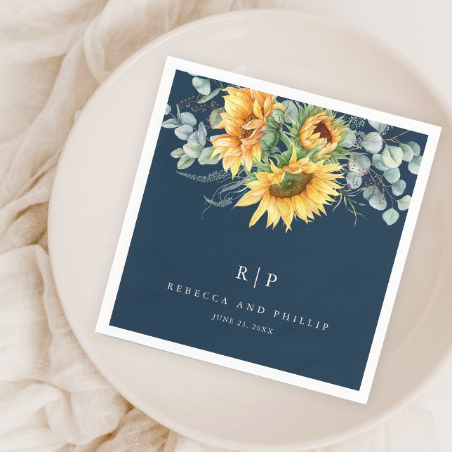 Rustic Sunflower Eucalyptus Wedding  Napkin (Creator Uploaded)