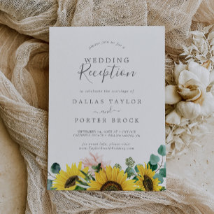 Rustic Sunflower Eucalyptus Wedding Reception Invitation