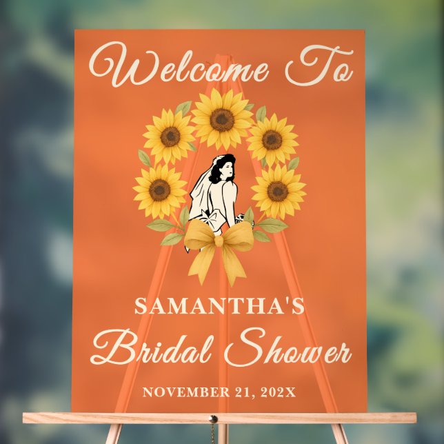 Rustic Sunflower Fall Bridal Shower Welcome  Acrylic Sign (Neutral)