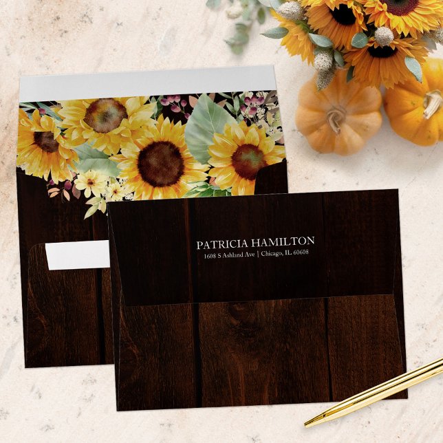 Rustic Sunflower Fall Wedding Envelope (Creator Uploaded)