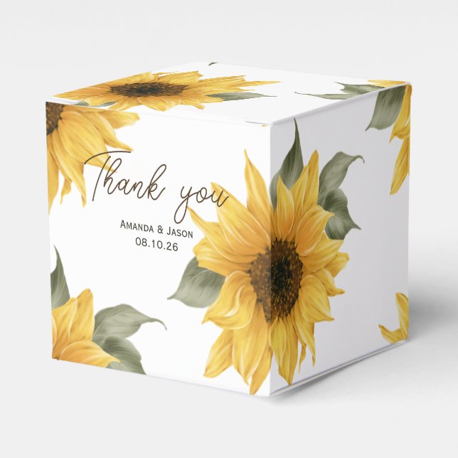 Rustic Sunflower, fall wedding Favour Box (Front Side)