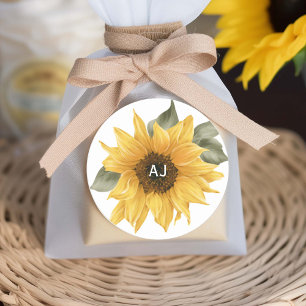 Rustic Sunflower, Fall wedding favour Classic Round Sticker