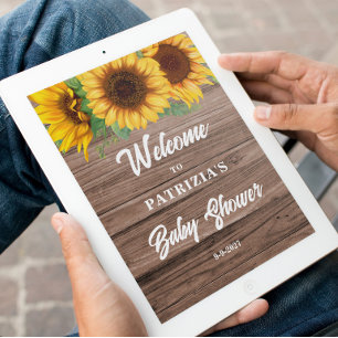 Rustic Sunflower Fall Welcome Baby Shower Poster