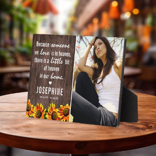 Rustic Sunflower Family Memorial Photo Keepsake Plaque