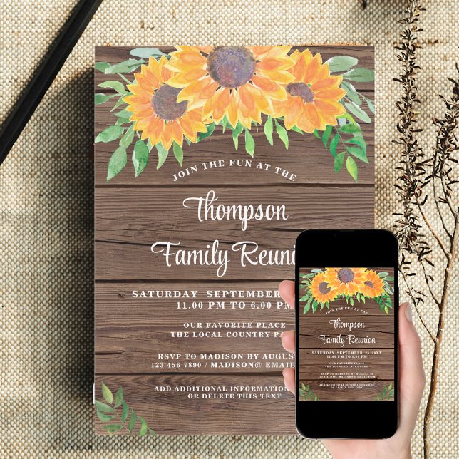 Rustic Sunflower Family Reunion  Invitation (Creator Uploaded)
