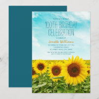 Rustic Sunflower Floral 100th Birthday Party