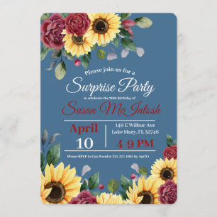 Rustic Sunflower Floral Birthday Party Invitation
