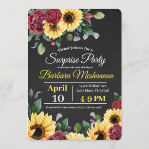 Rustic Sunflower Floral Birthday Party Invitation
