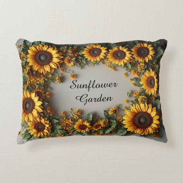 Rustic Sunflower Floral Bouquet Design Decorative Cushion (Front)
