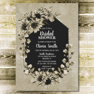 Rustic Sunflower Floral Bridal Shower Invitation