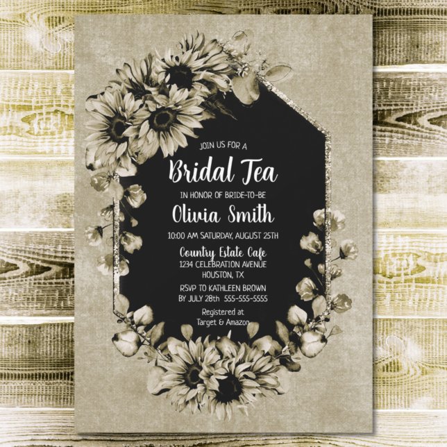 Rustic Sunflower Floral Bridal Tea Invitation (Creator Uploaded)