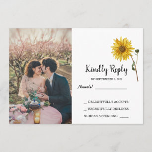 Rustic sunflower floral photo country RSVP Wedding Invitation