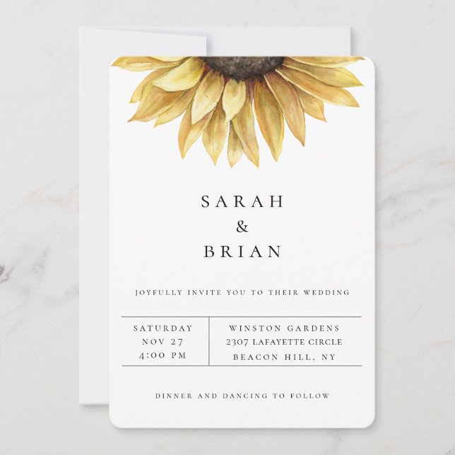 Rustic Sunflower Floral Wedding Invitation (Front)