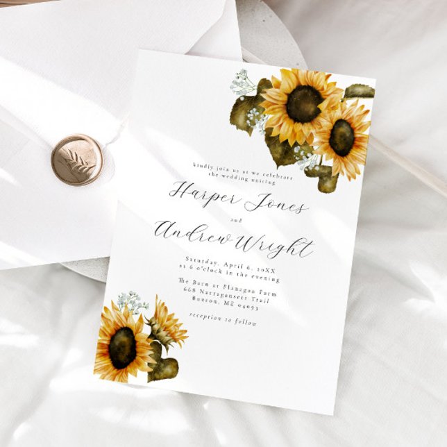 Rustic Sunflower Floral Wedding Invitation (Creator Uploaded)