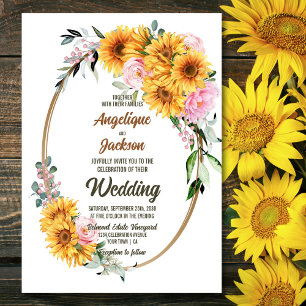 Rustic Sunflower Floral Wedding Invitation