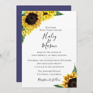 Rustic Sunflower Floral Wedding Invitation