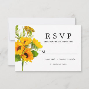 Rustic Sunflower Floral Wedding RSVP