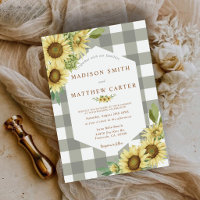 Rustic Sunflower Gingham Buffalo Plaid Wedding