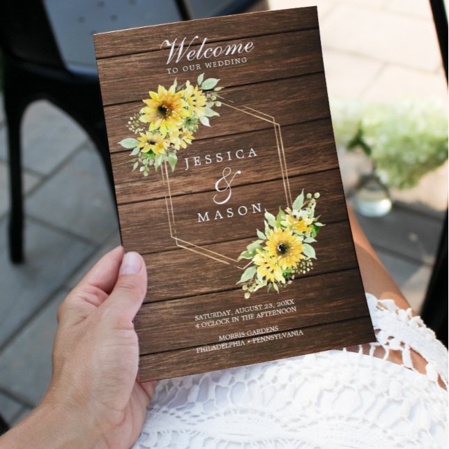Rustic Sunflower Greenery Wedding Program Booklet Flyer (Creator Uploaded)