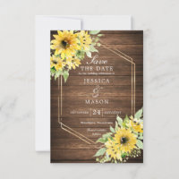 Rustic Sunflower Greenery Wedding Save The Date