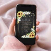 Rustic Sunflower & Grey Floral Wood Photo Wedding