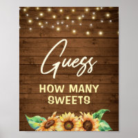 Rustic Sunflower Guess How Many Sweets Treats Game