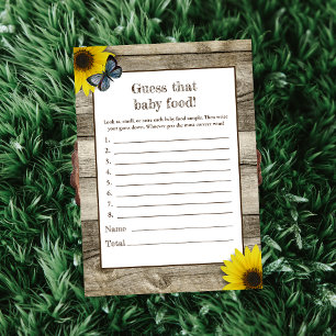 Rustic Sunflower Guess That Baby Food Baby Shower Invitation