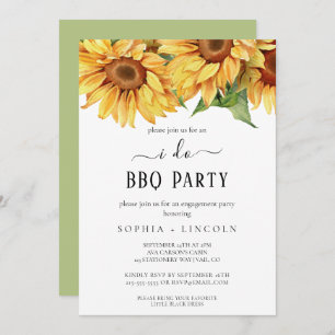 Rustic Sunflower "I Do BBQ" Engagement Party  Invitation