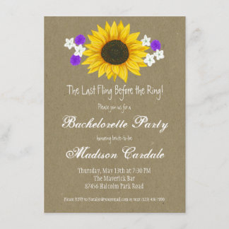 Rustic Sunflower Kraft Bachelorette Party Invites
