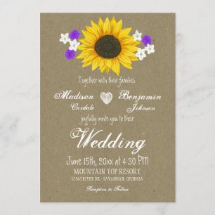 Rustic Sunflower Kraft Paper Wedding Invitations