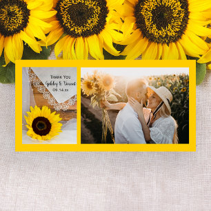 Rustic Sunflower Lace Country Wedding Thank You