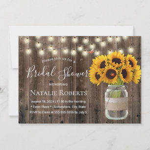 Rustic Sunflower & Ladybug Barn Wood Bridal Shower Invitation