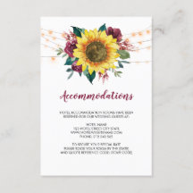 Rustic Sunflower Lights Wedding Accommodations