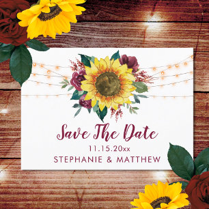 Rustic Sunflower Lights Wedding Save The Date