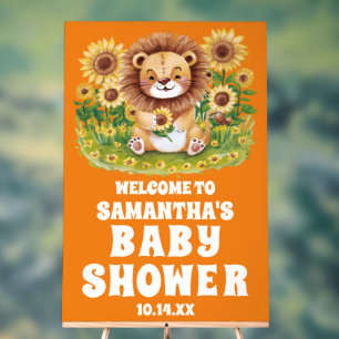 Rustic Sunflower Lion Baby Shower Welcome Acrylic Sign