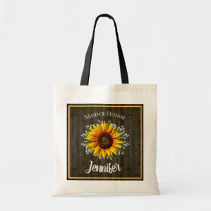 Rustic Sunflower Maid of Honour Tote Bag