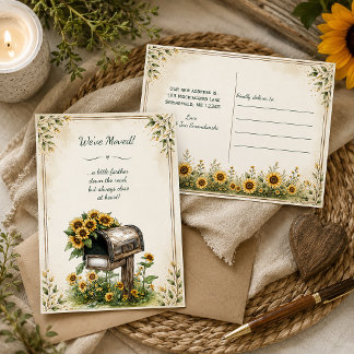 Rustic Sunflower Mailbox "We've Moved" | Holiday Postcard