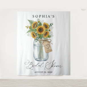 Rustic Sunflower Mason Jar Bridal Shower Tapestry