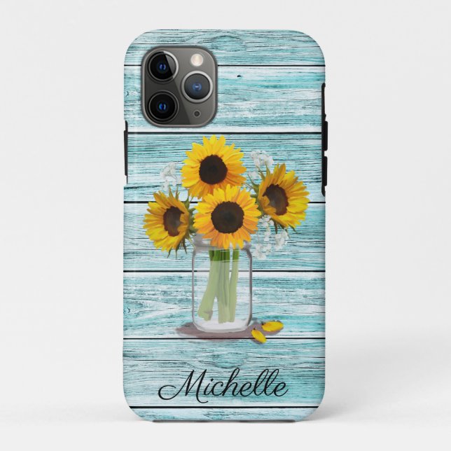 Rustic Sunflower Mason Jar Case-Mate iPhone Case (Back)