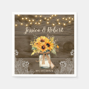 Rustic Sunflower Mason Jar Country Wedding Napkin